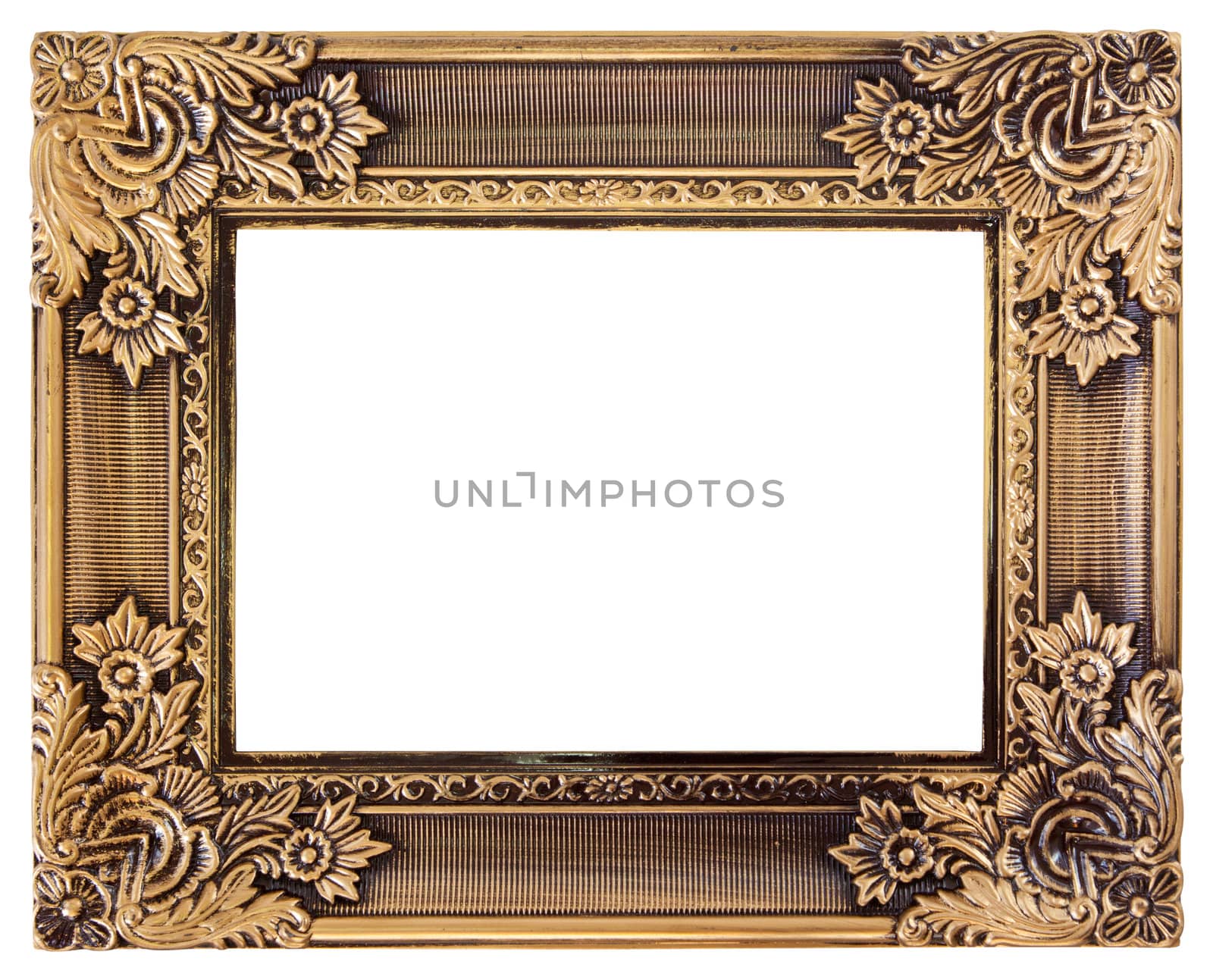 antique love gold frame isolated on white