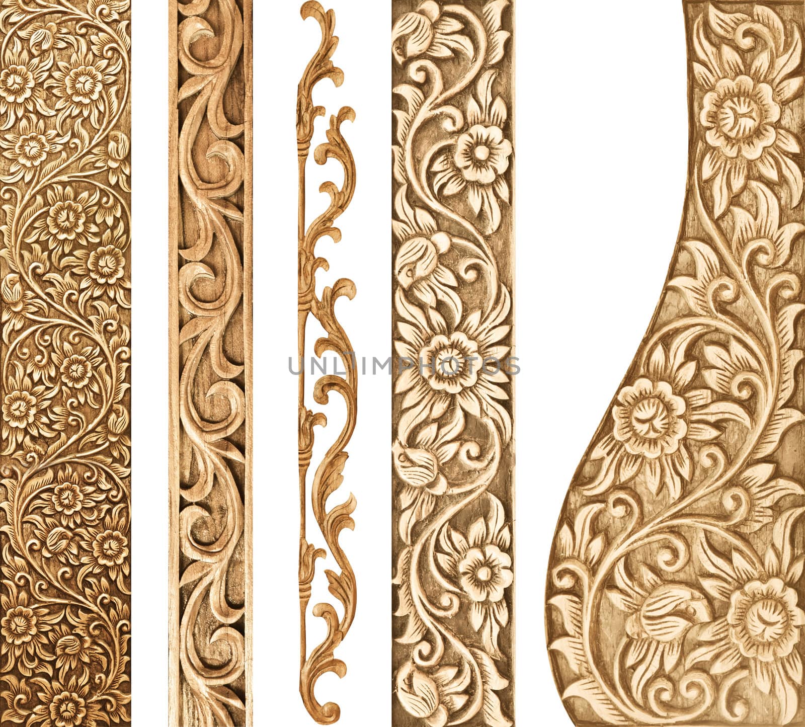 Pattern of flower carved on white background
