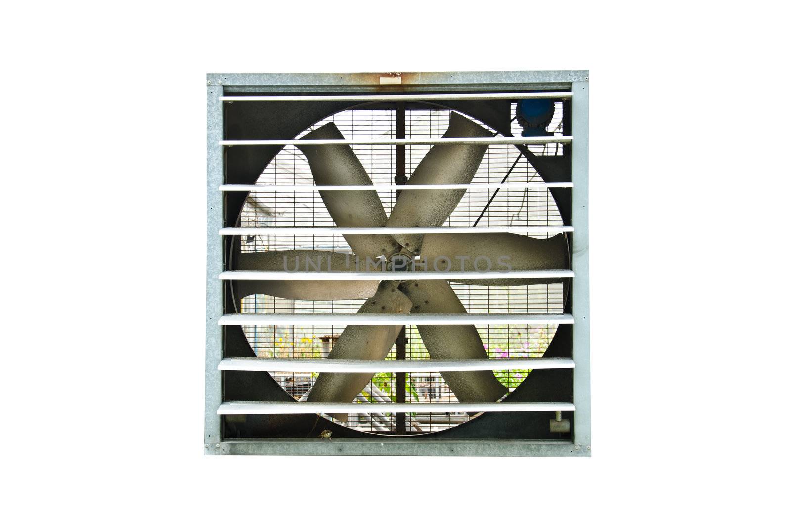 Industrial ventilator fan on white background