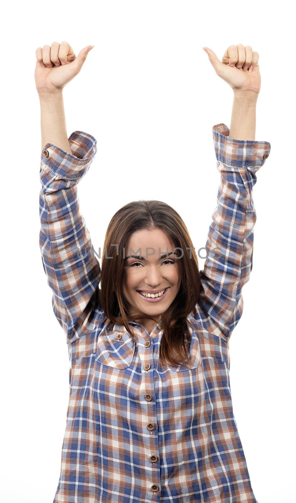 Winning woman happy ecstatic celebrating being a winner