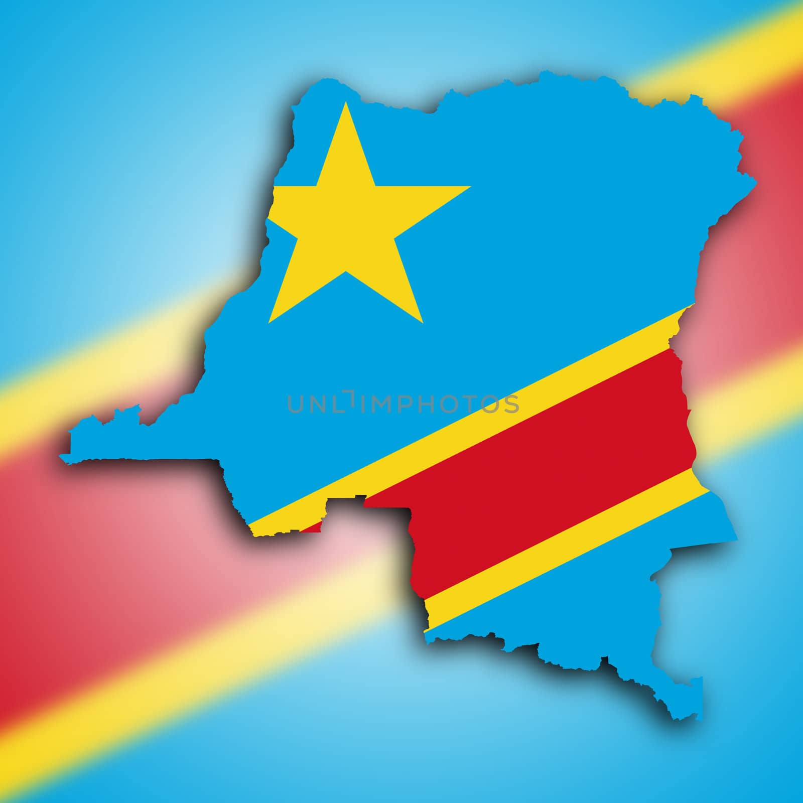 Map of Congo, filled with the national flag