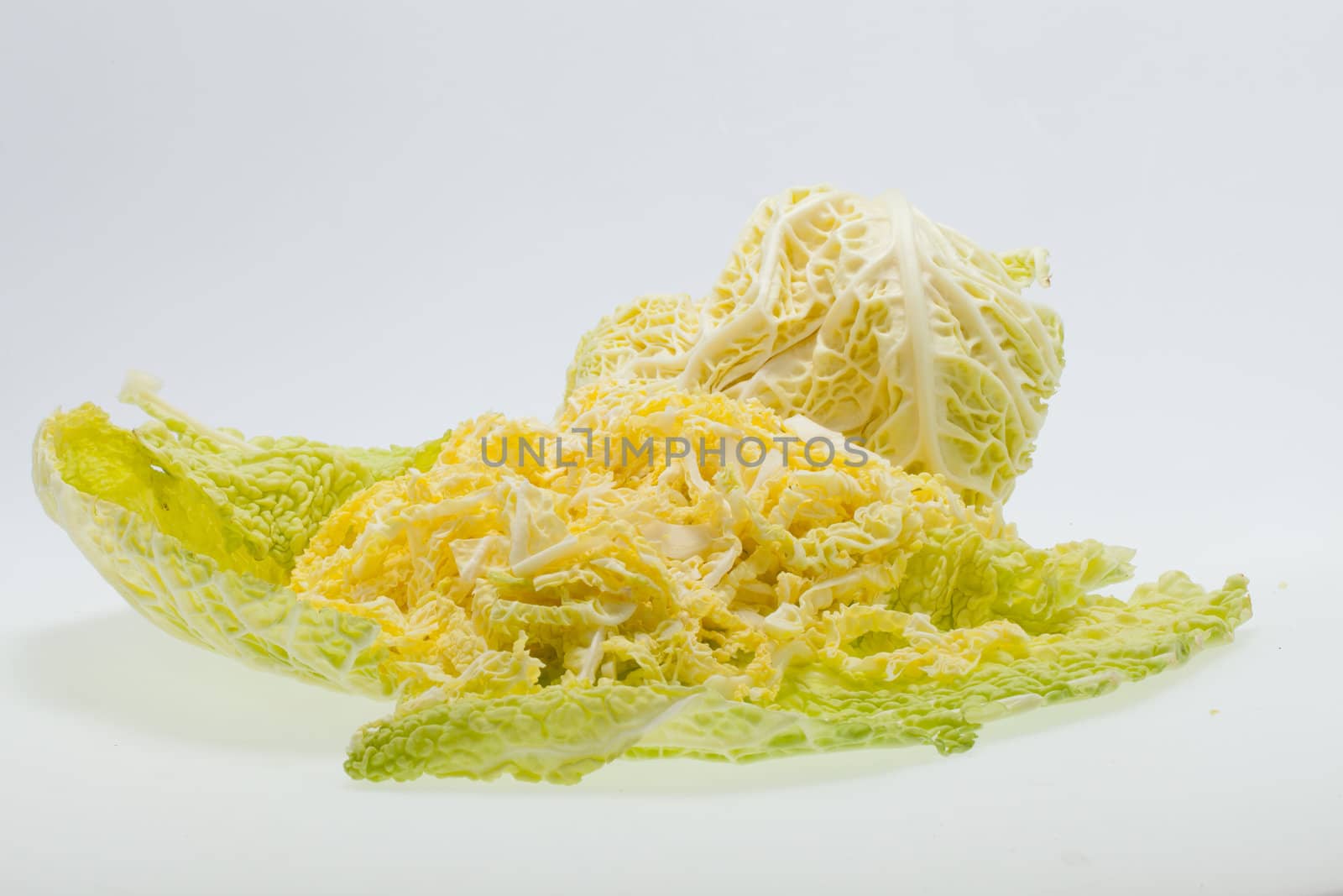 fresh savoy cabbage  isolated on white background