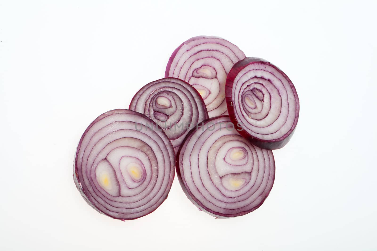 sliced onion isolated on white 