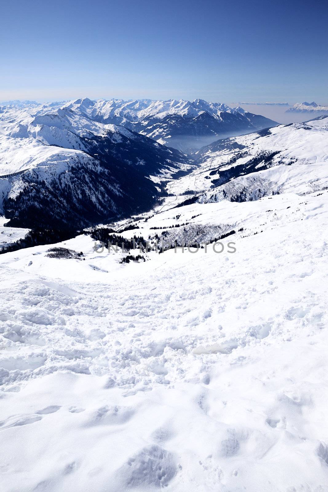 Ski resort in French Alps 
