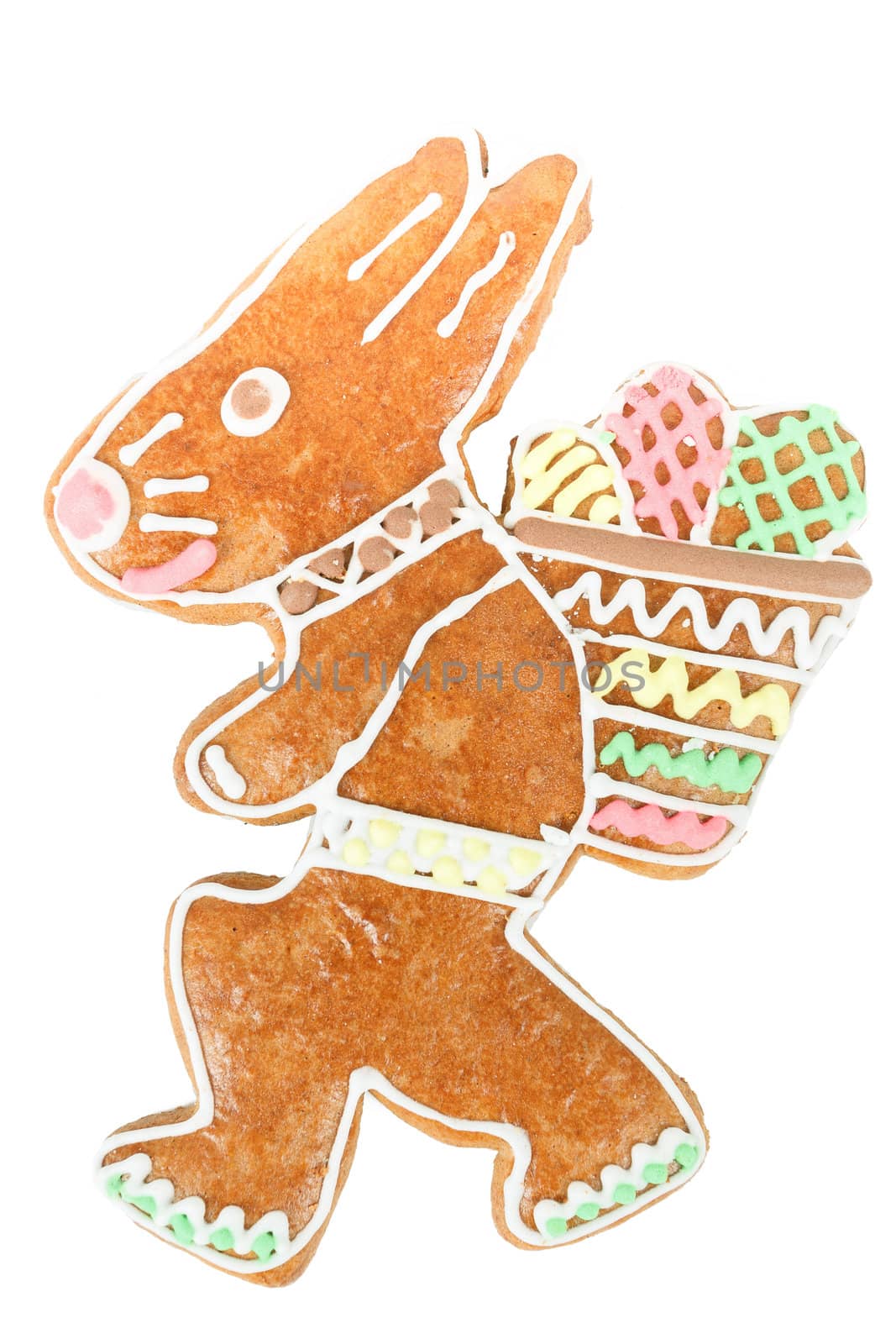 easter bunny gingerbread on white isolated