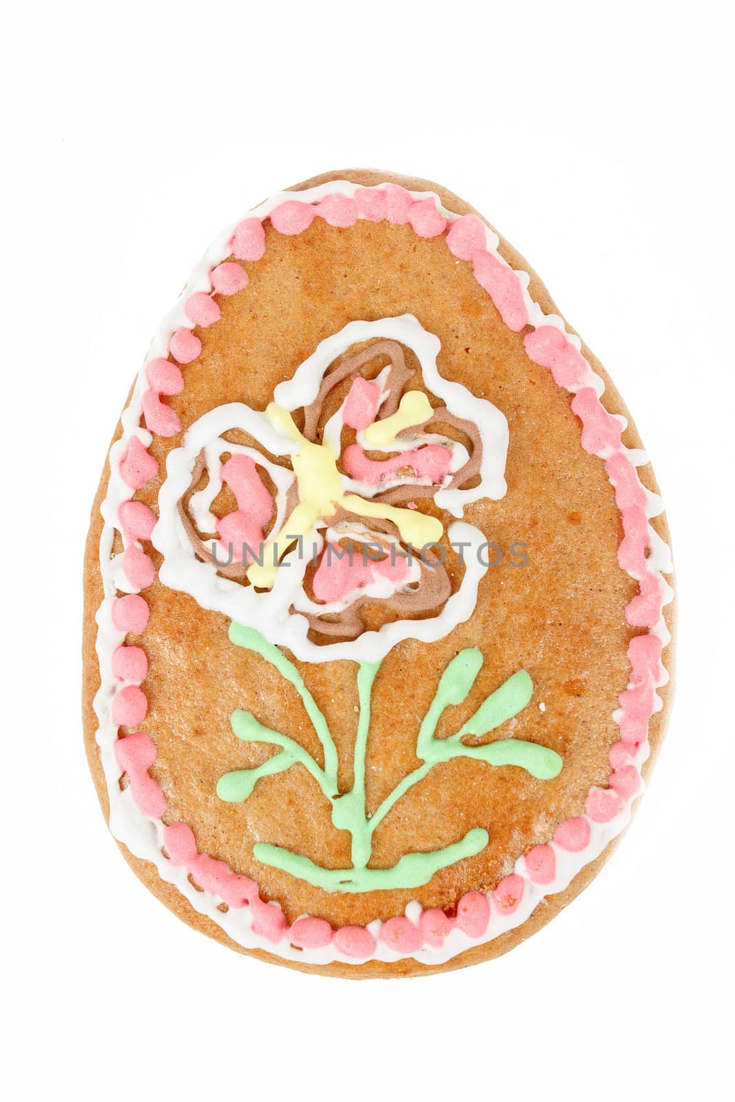 easter egg gingerbread on white isolated