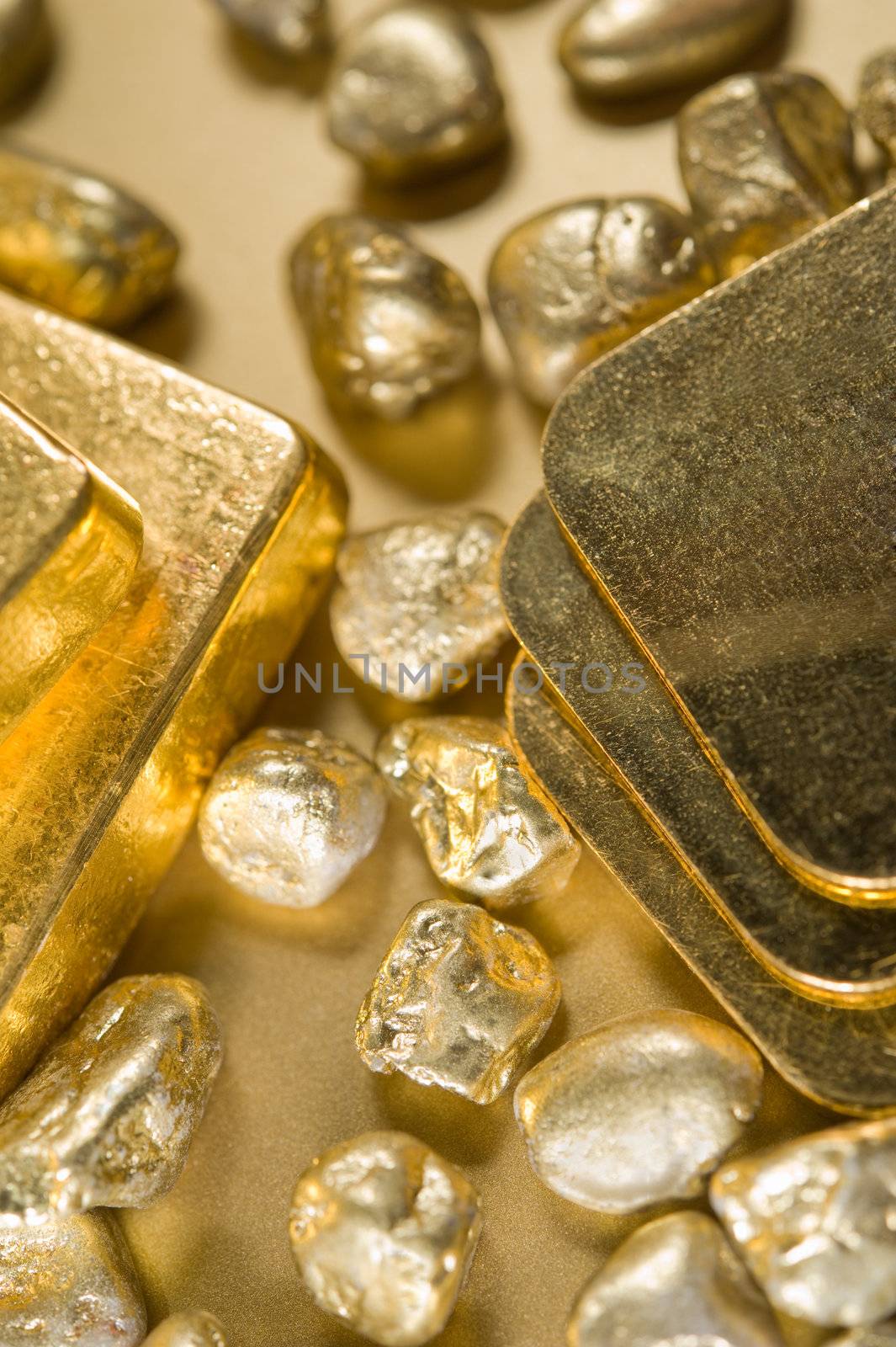 fine gold ingots and nuggets. 