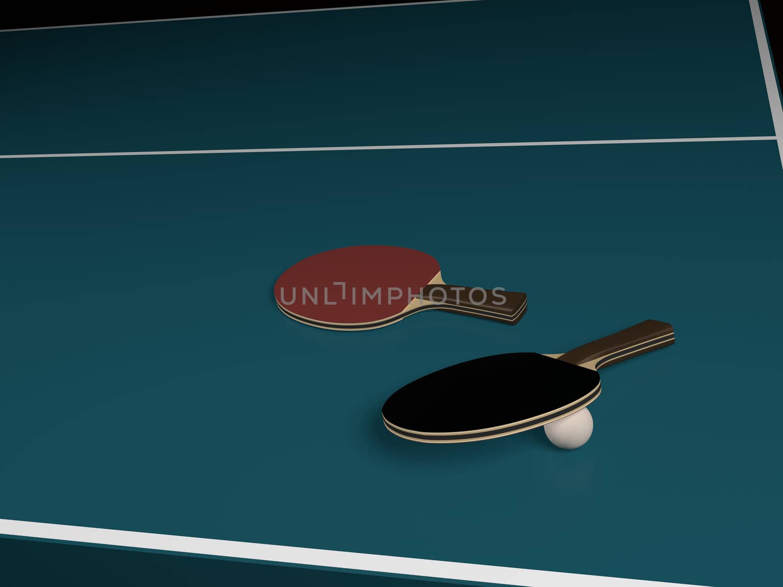 Two Rackets Red and Black of Table Tennis without any brand