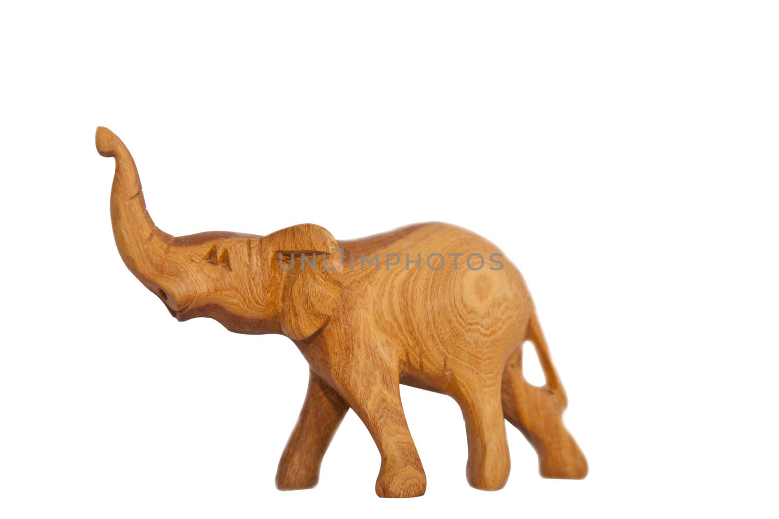 Wooden hand made elephant isolated on white