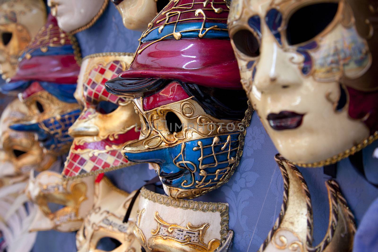 Several masks in Venice in Italy