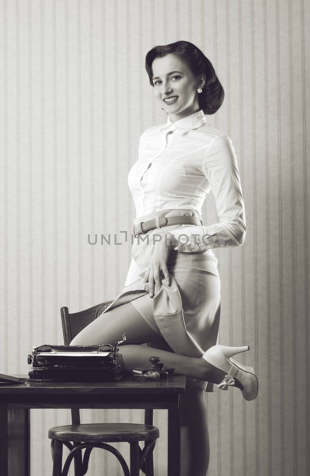 Sexy business woman, retro pin up style