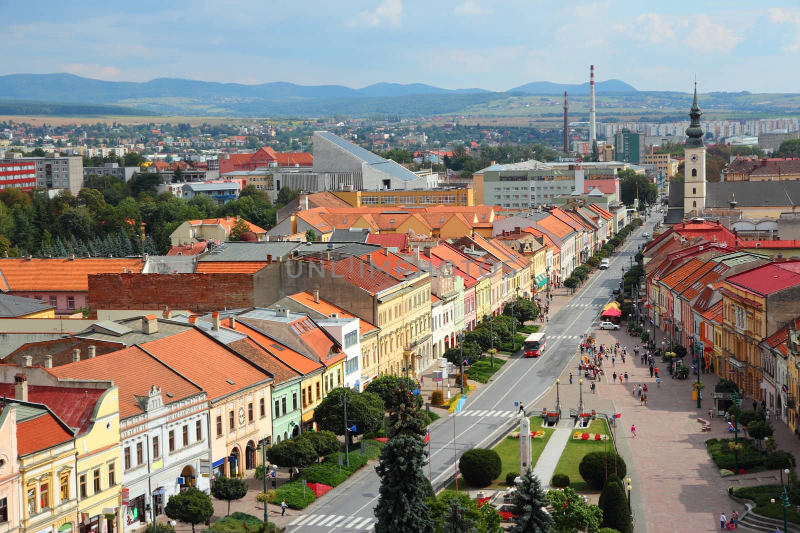 Presov, Slovakia - aerial view of the old town