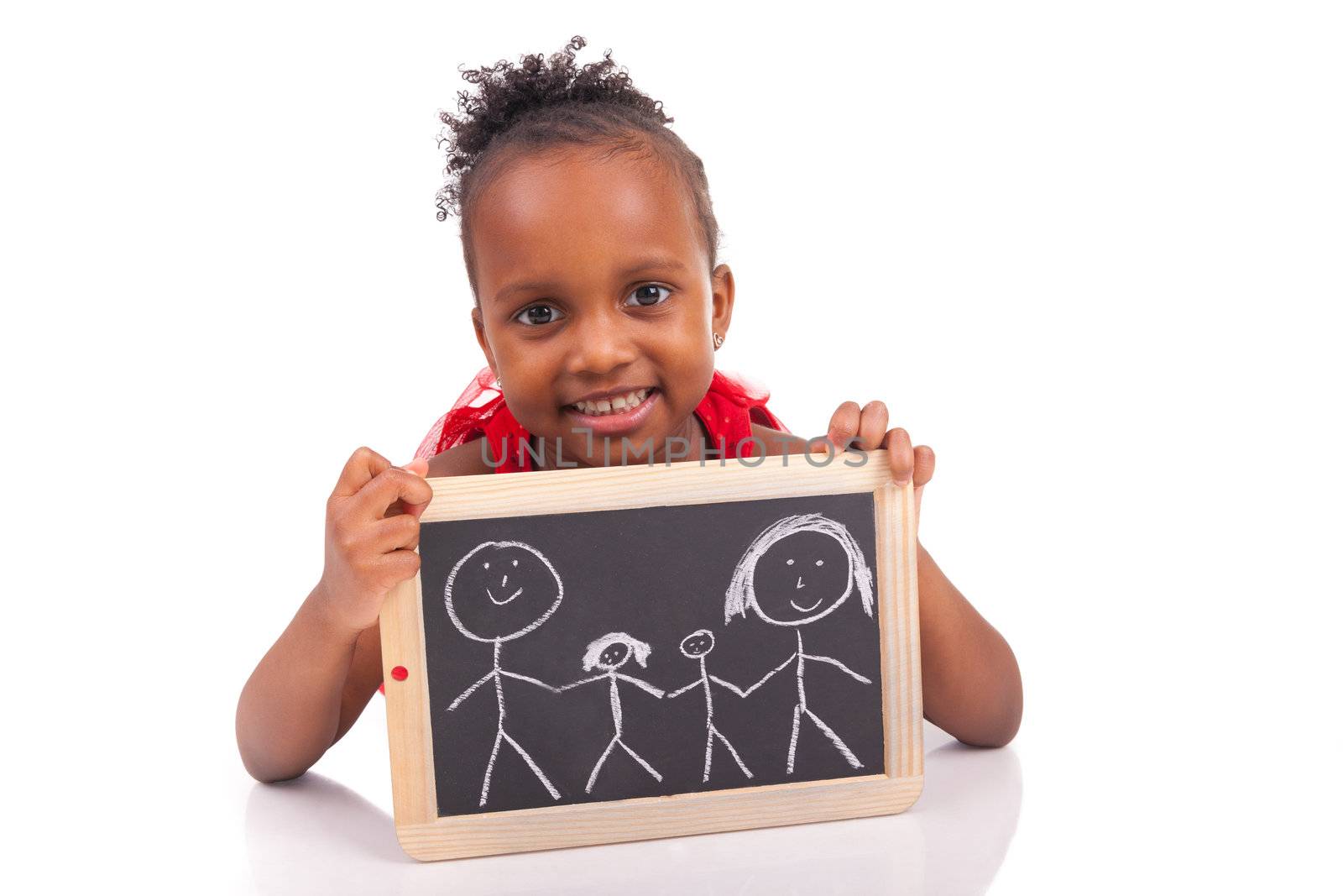 Adorable african little girl on white background