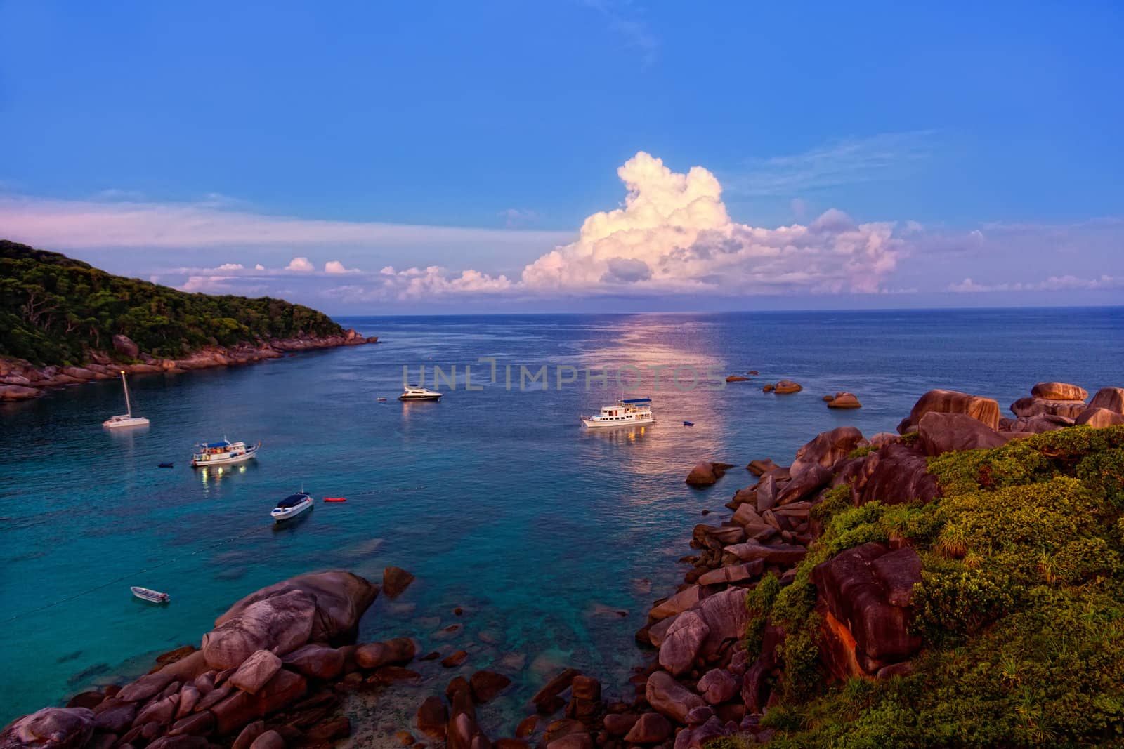 Sunrise over the Andaman Sea. Similan's island, Thailand