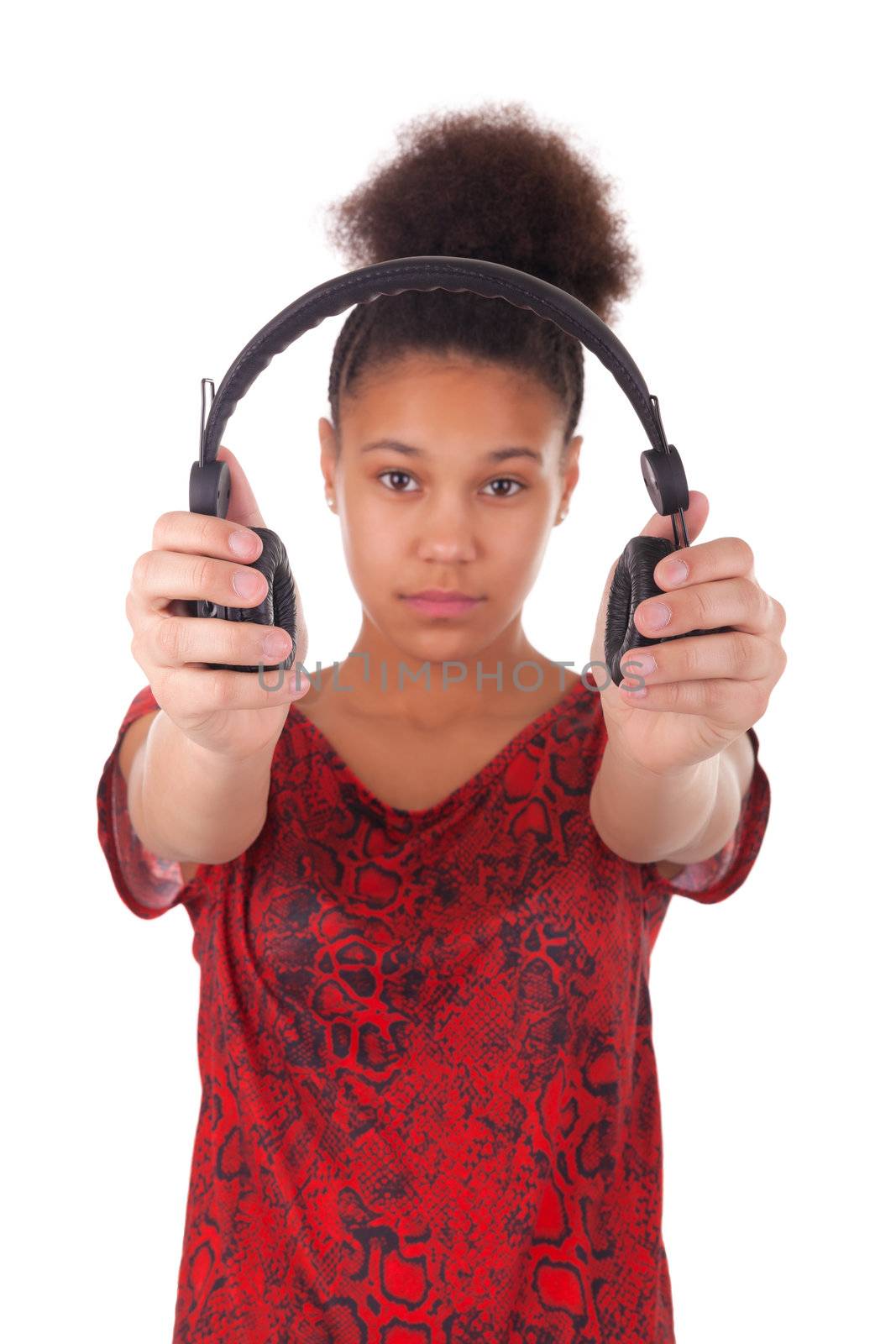 Afro-American young woman with headphone