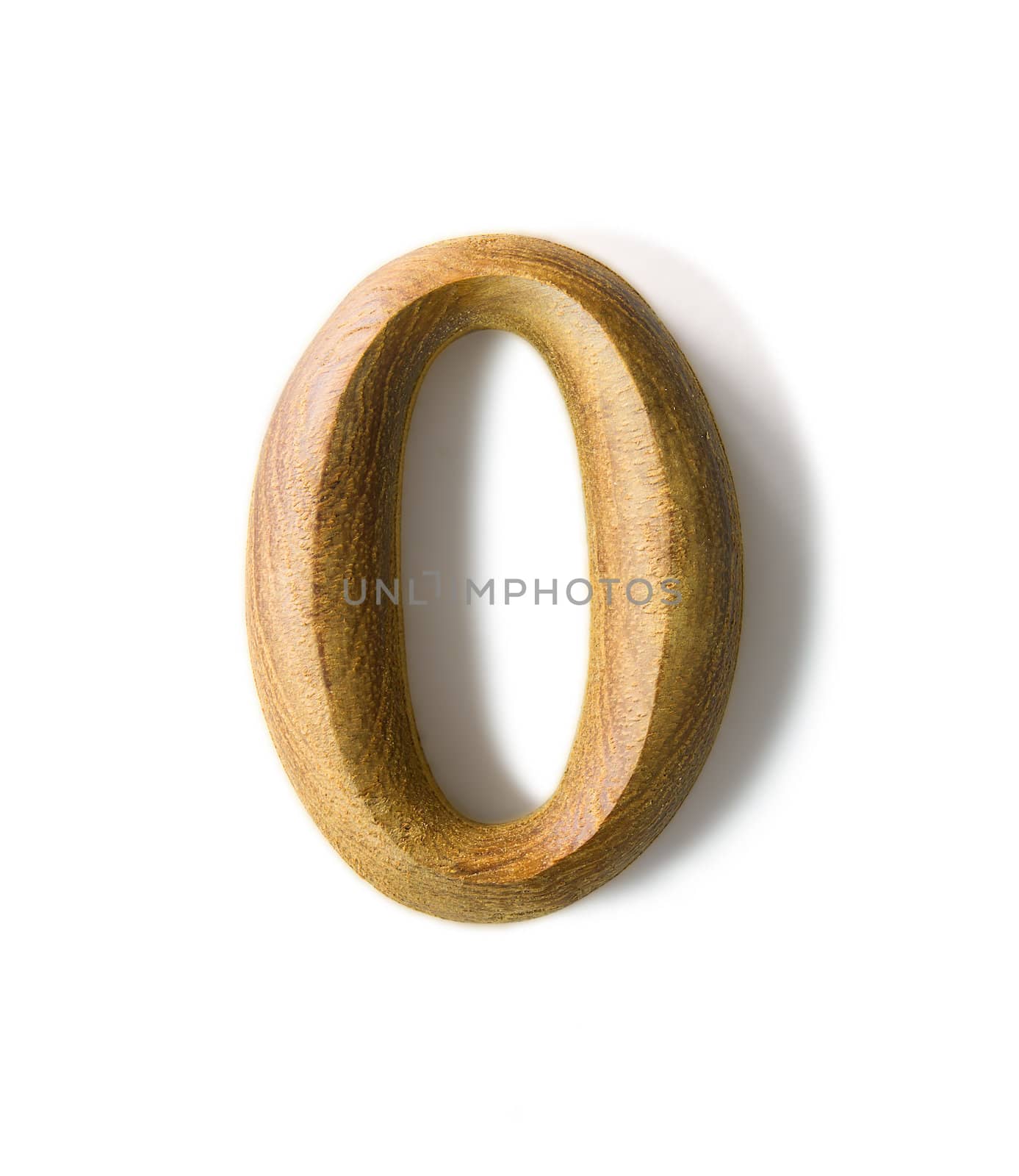 Beautiful wooden numeric with shadow on white background