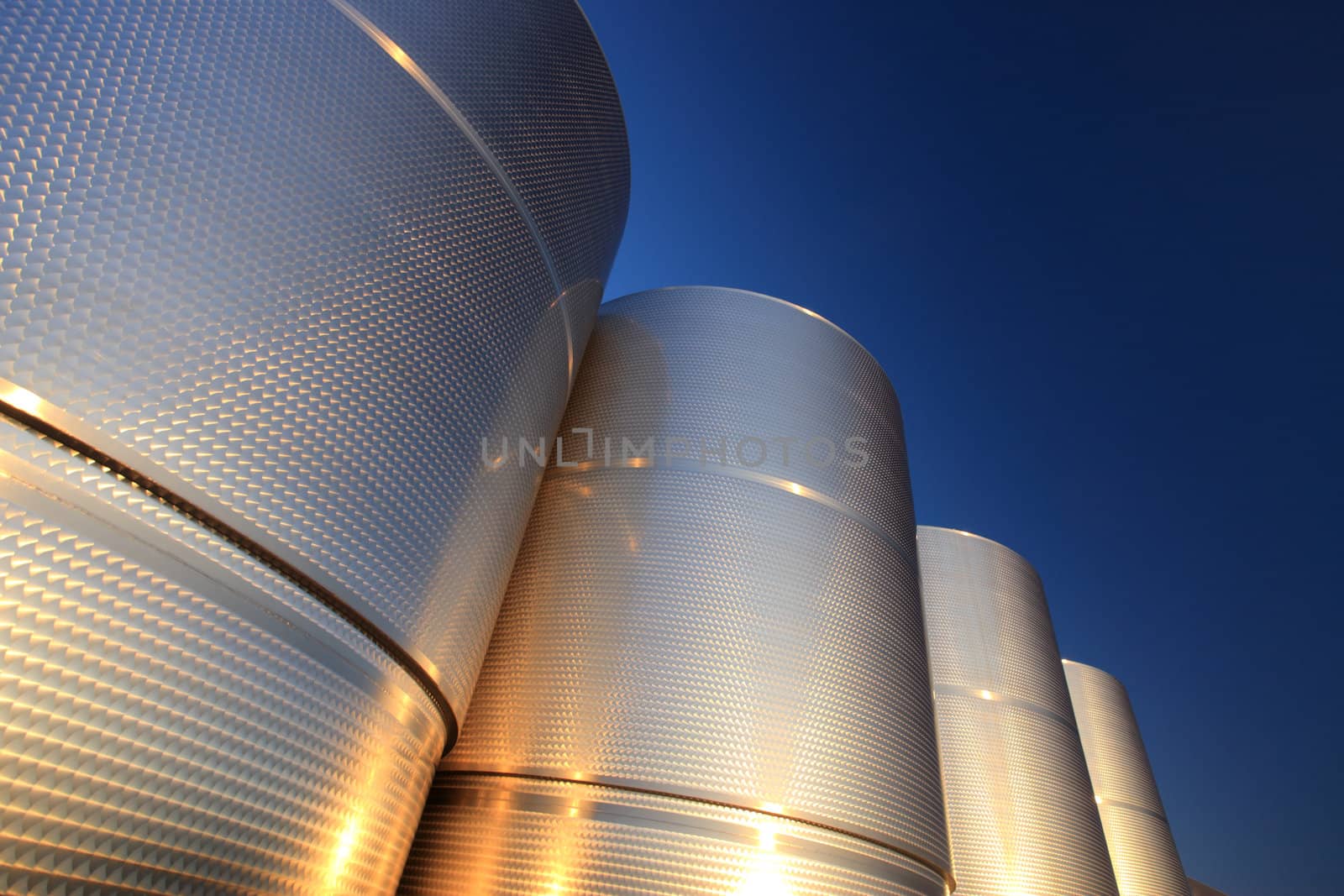 Industrial silos container. Circular shape. 