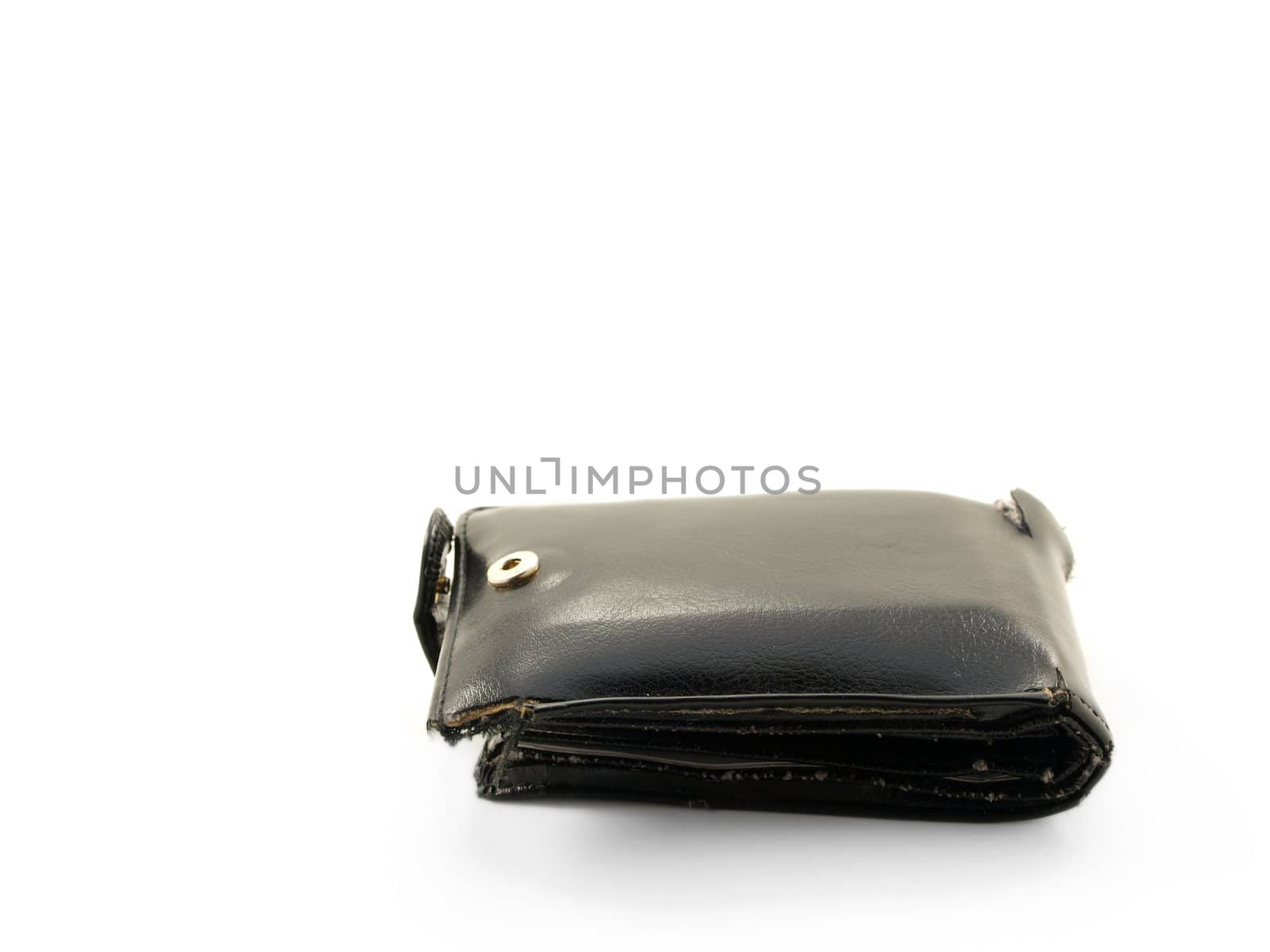 Black leather wallet isolated towards a white background