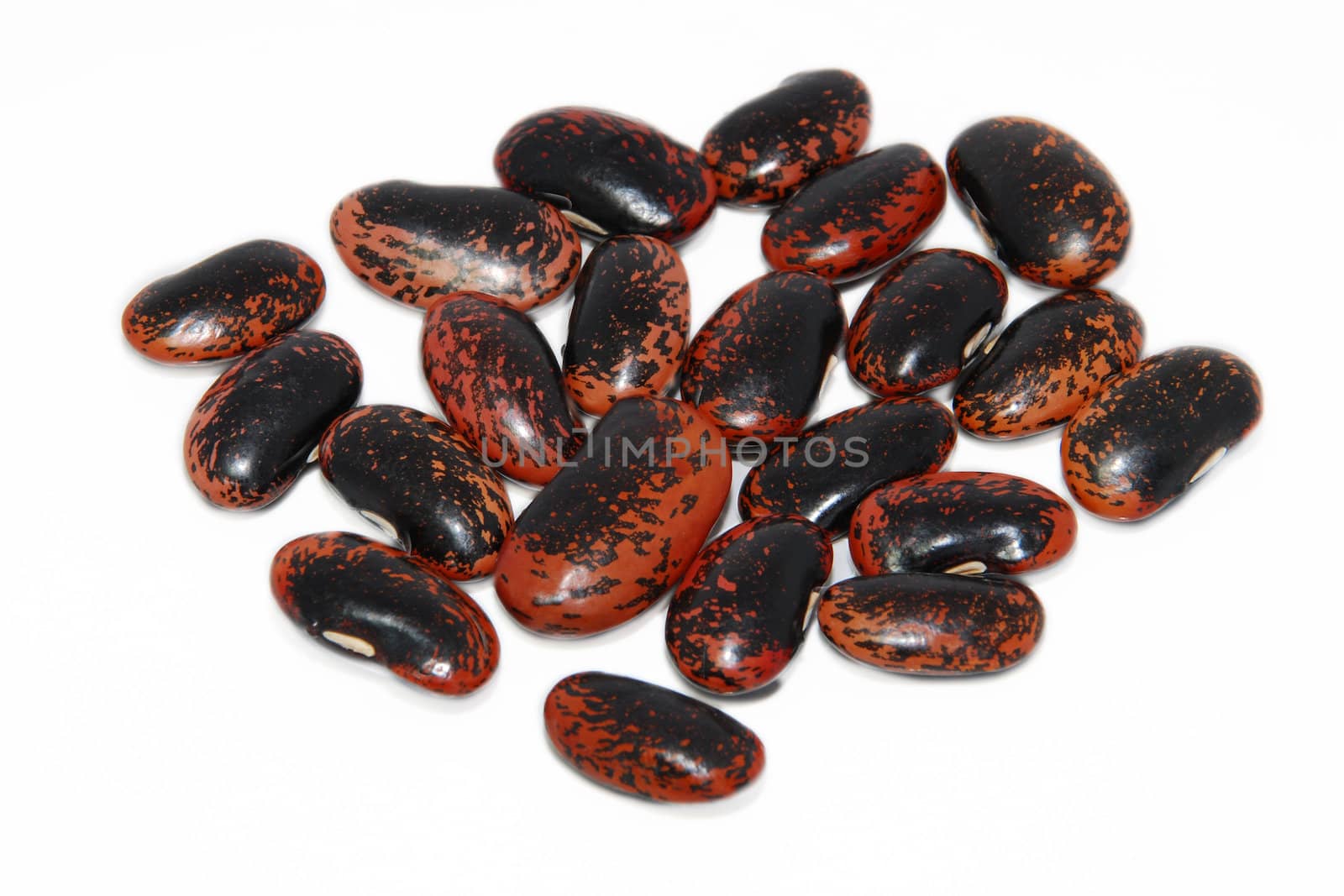 Runner bean seeds, isolated on a white background