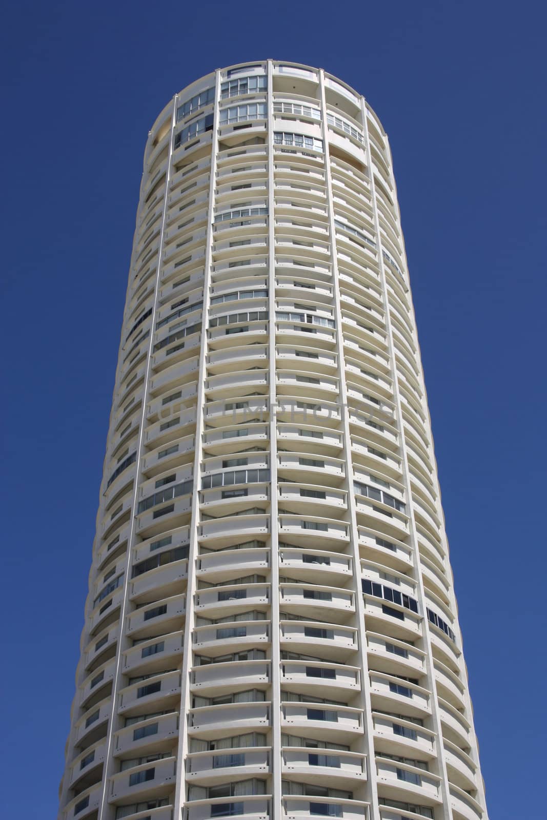Rounded apartment building. Modern residential architecture in Gold Coast, Queensland, Australia.
