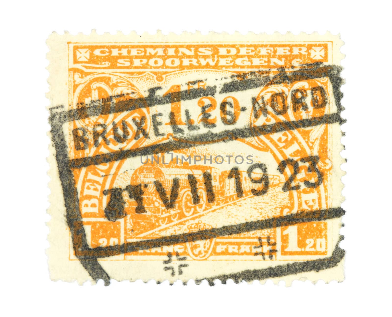 Old stamp from Belgium. Cancelled in Brussels in 1923.