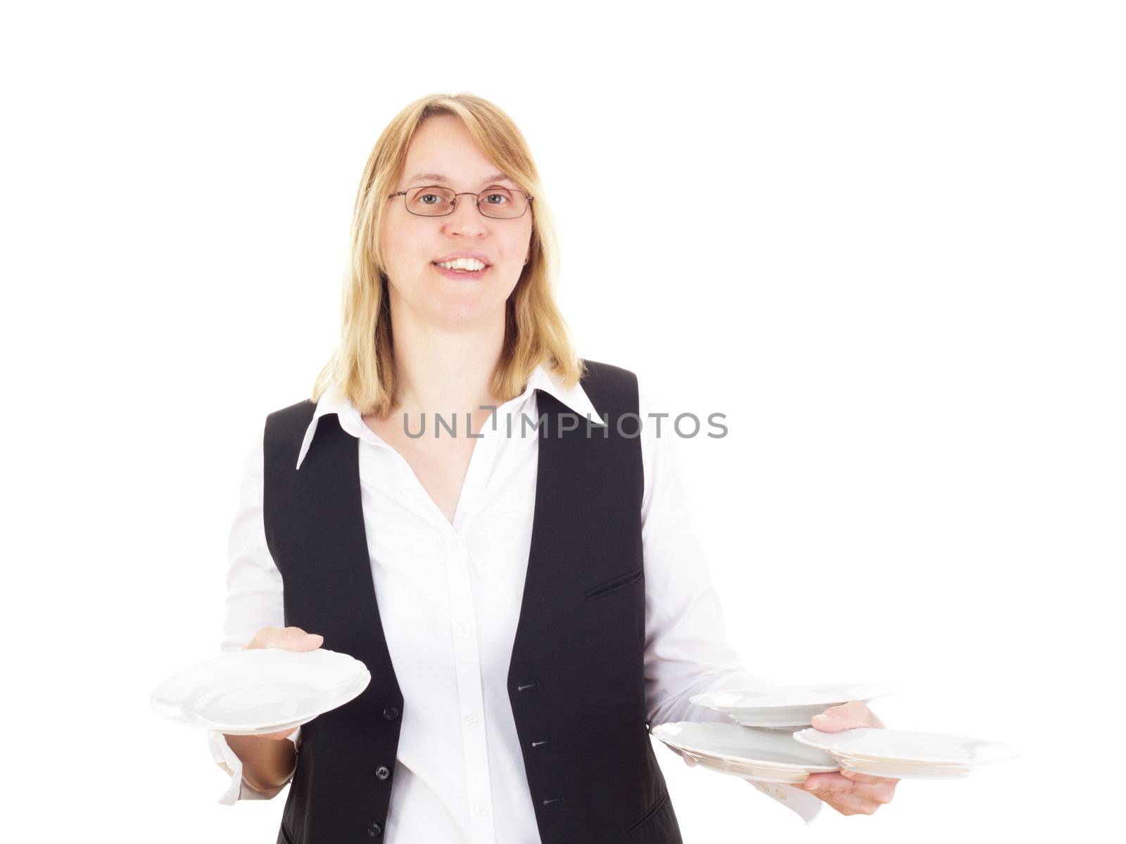 Waitress with plates