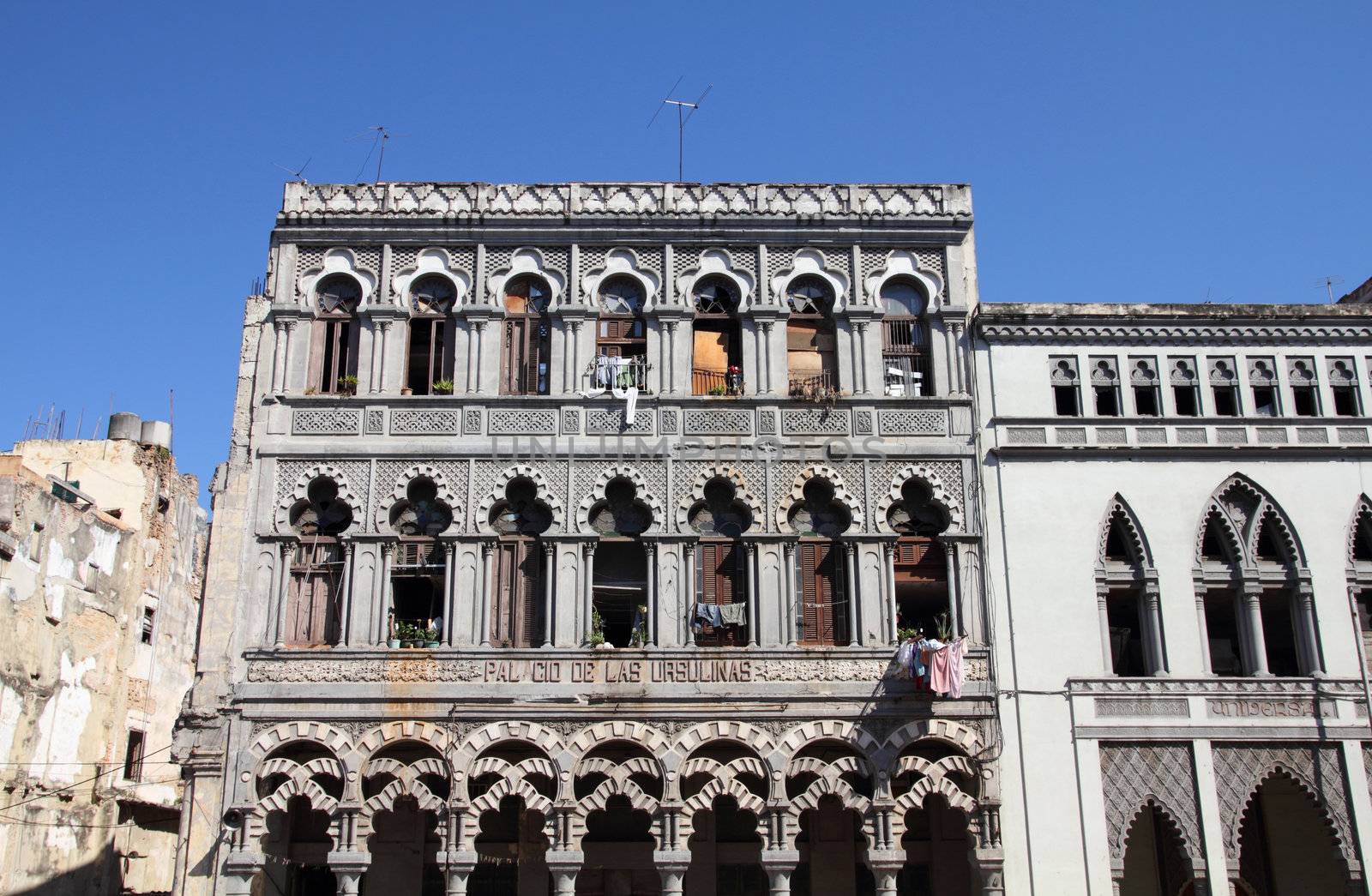Havana, Cuba - city architecture. Ursulinas palace in Arabic style.