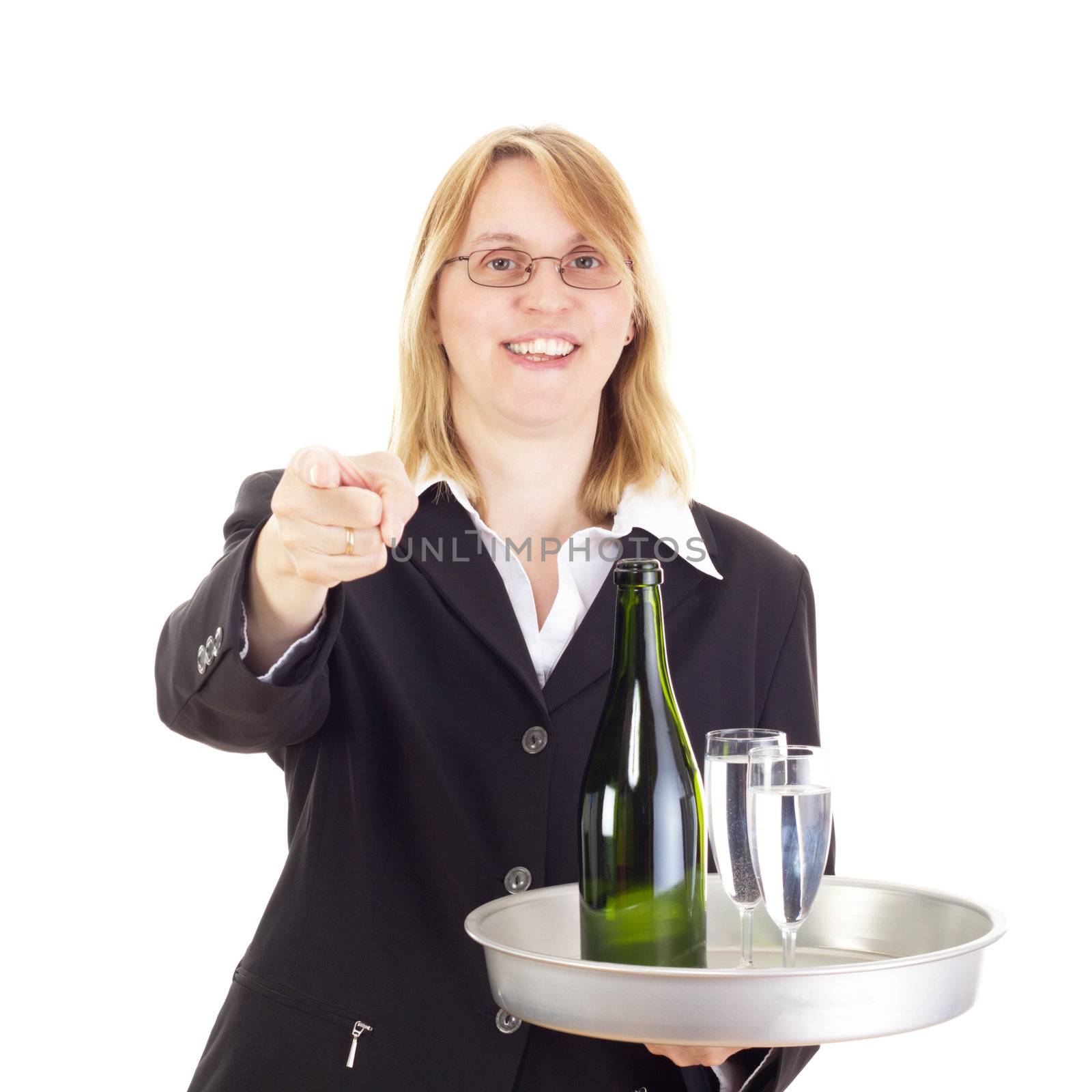 Waitress with dinner tray