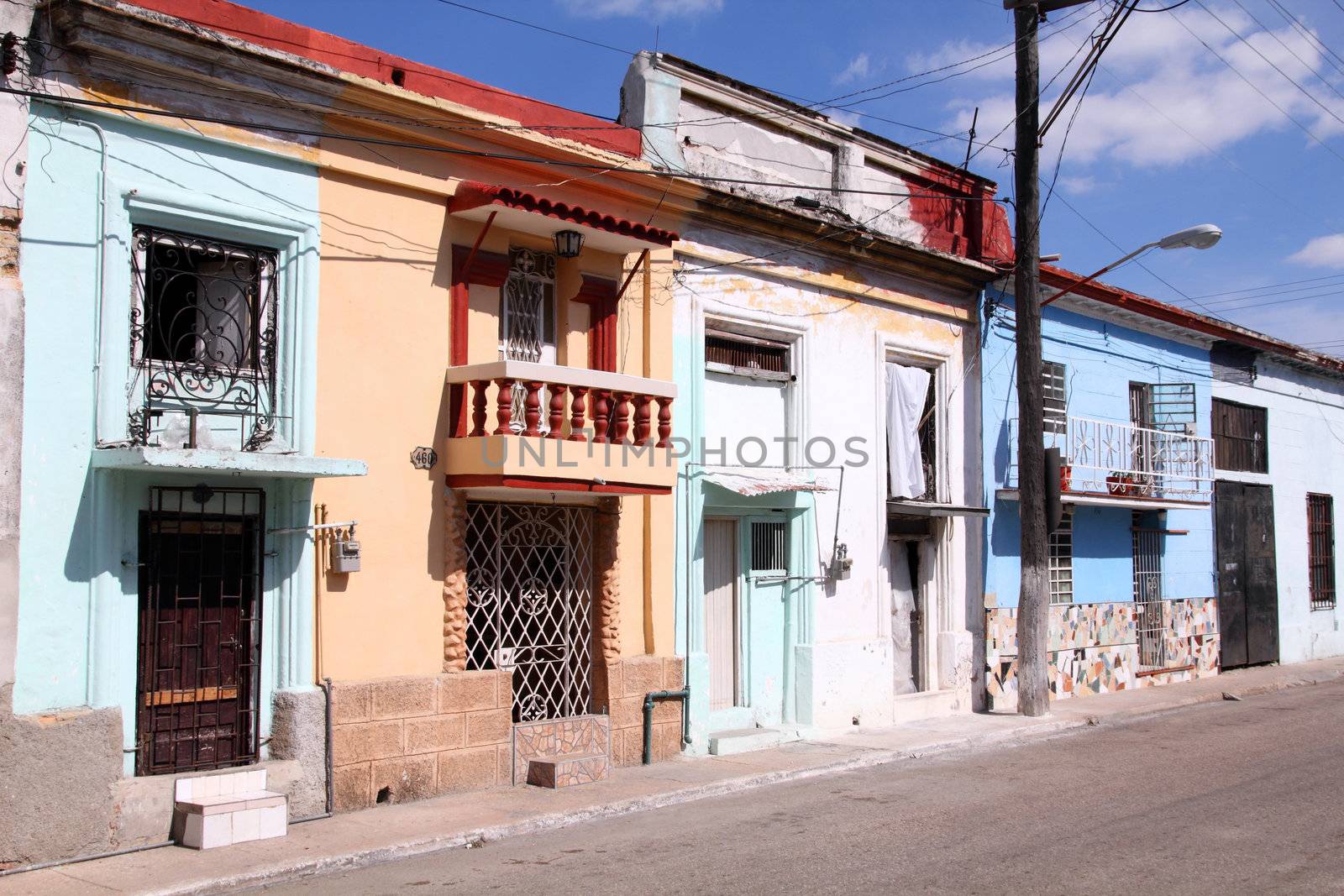 Havana, Cuba - typical residential architecture. Colorful street view.