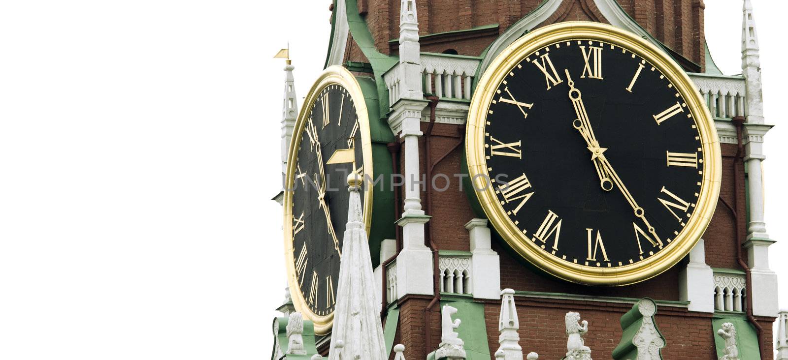 Old clock on tower (Russia, kremlin chimes) by Kuzma
