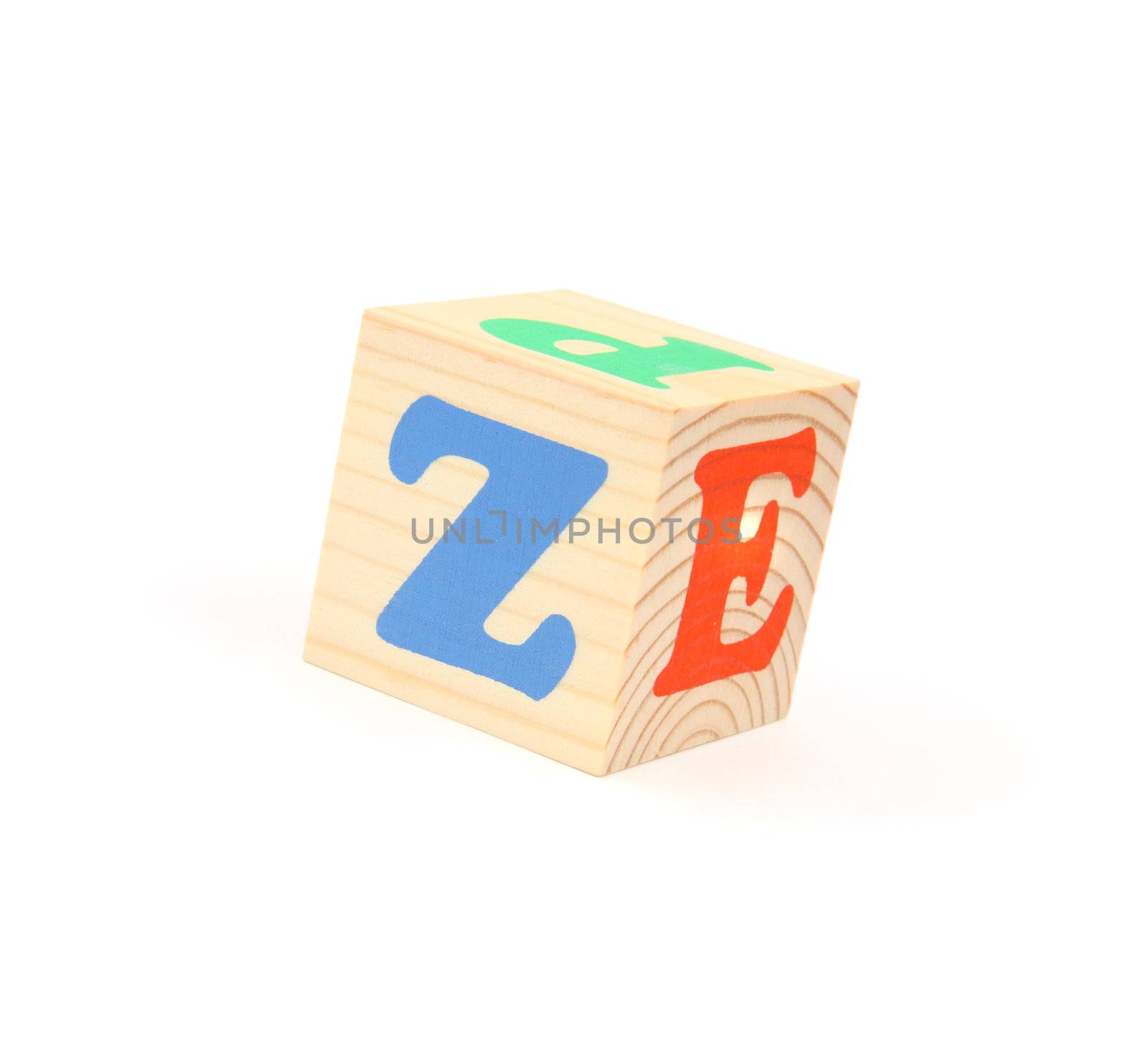 child brick with letter Z, isolated on white background