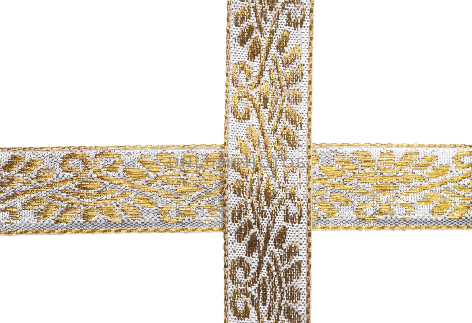 isolated golden ribbon on white background