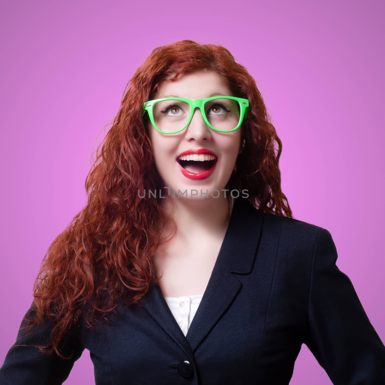 smiling red long hair businesswoman  by peus