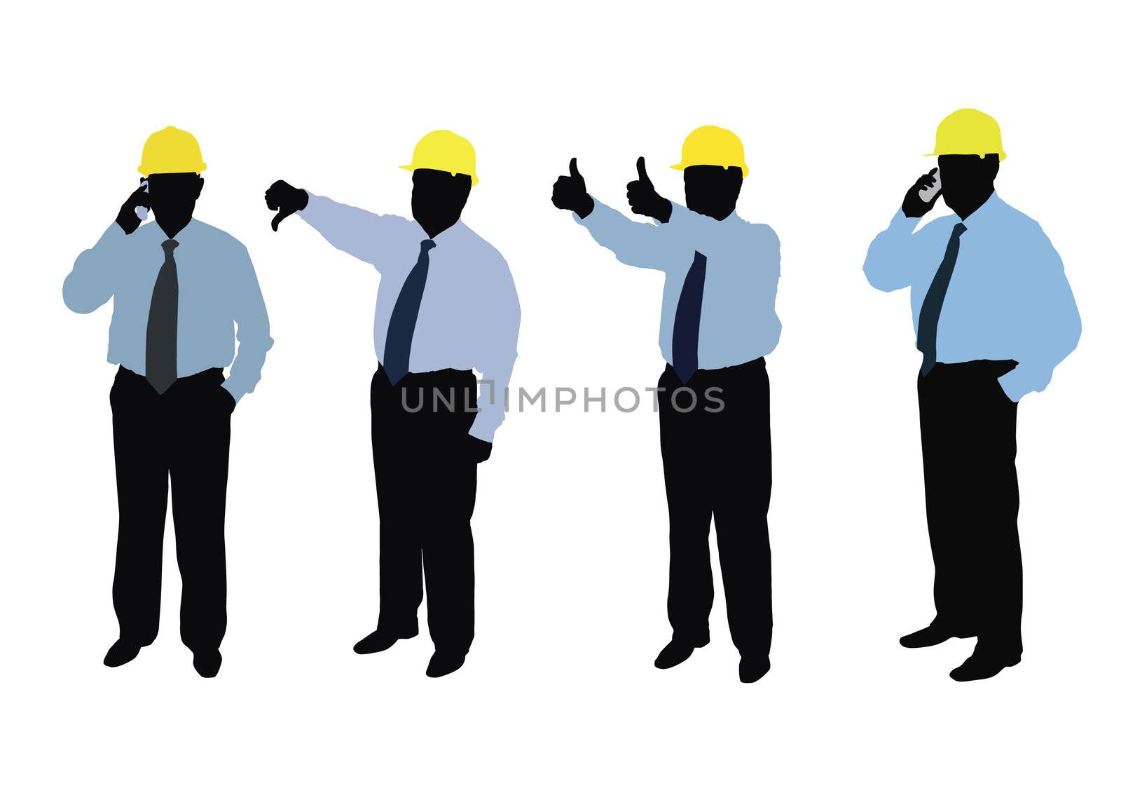 isolated builders on white background