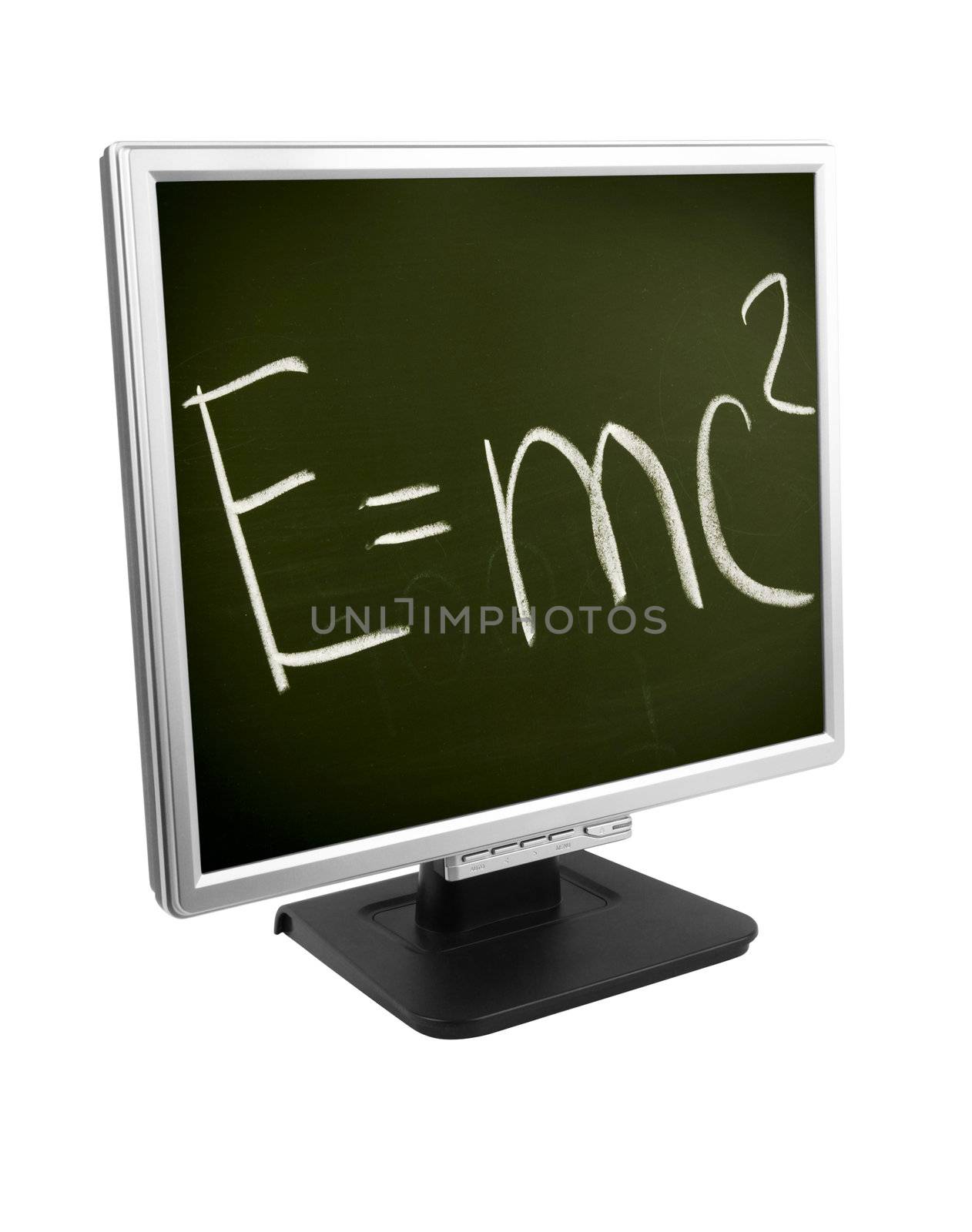 monitor with formula isolated on white background