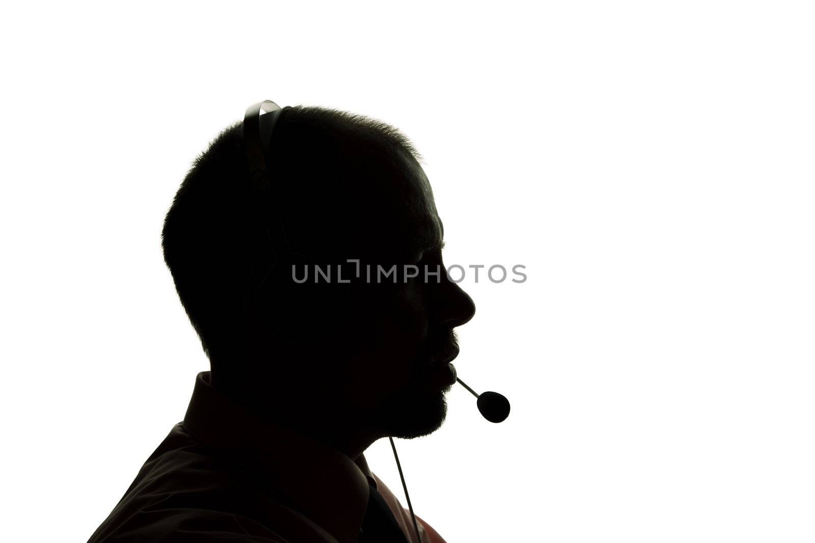 isolated silhouette of manager on white background