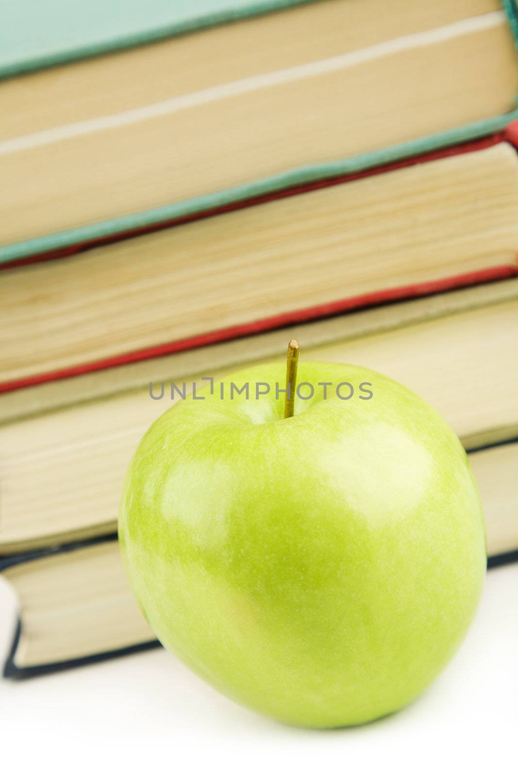 focus point on upper part of stick of apple