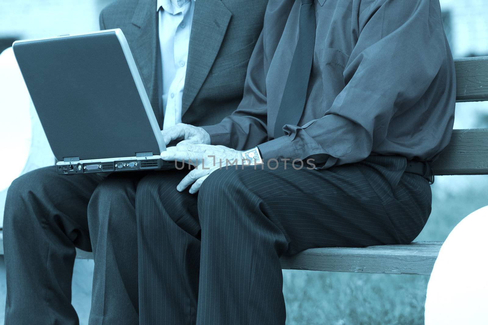 businessmen with laptop by Kuzma