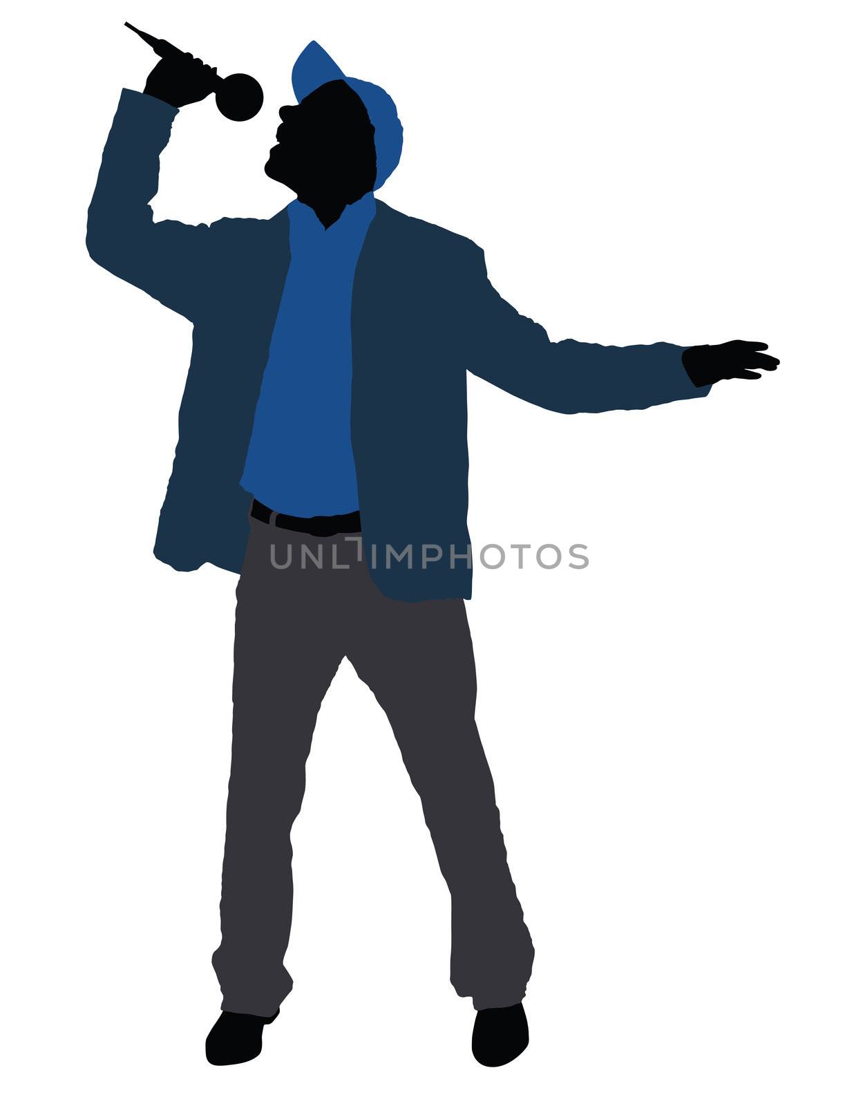 isolated man with microphone on the white background