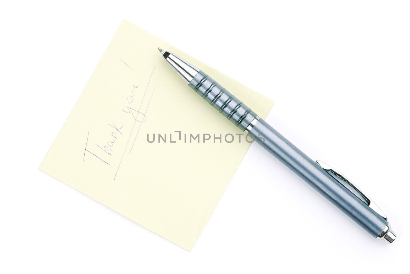 messege with pen, isolated on white background