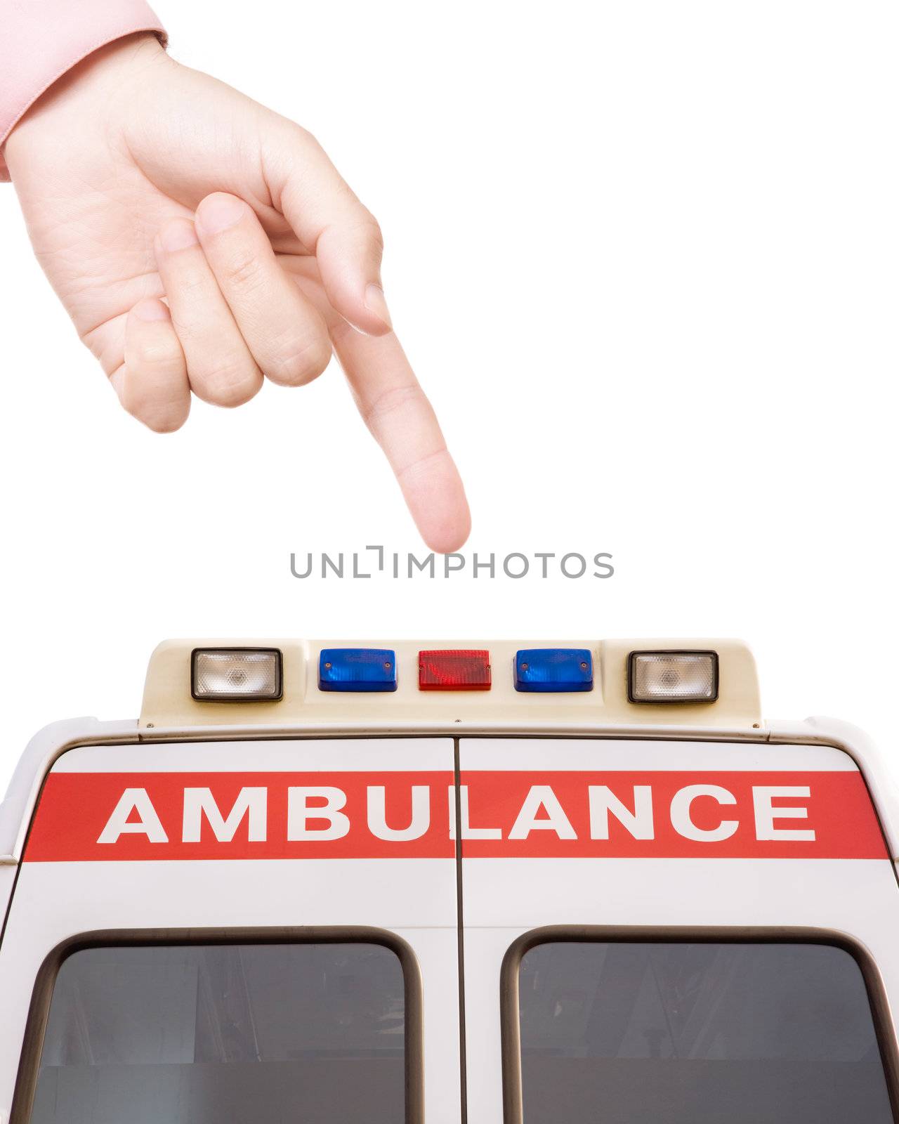 healthcare concept with hand of man isolated on white background