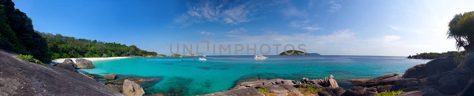 Panoramic view on a beach on the island Miang (No. 4), Similan islands, Thailand