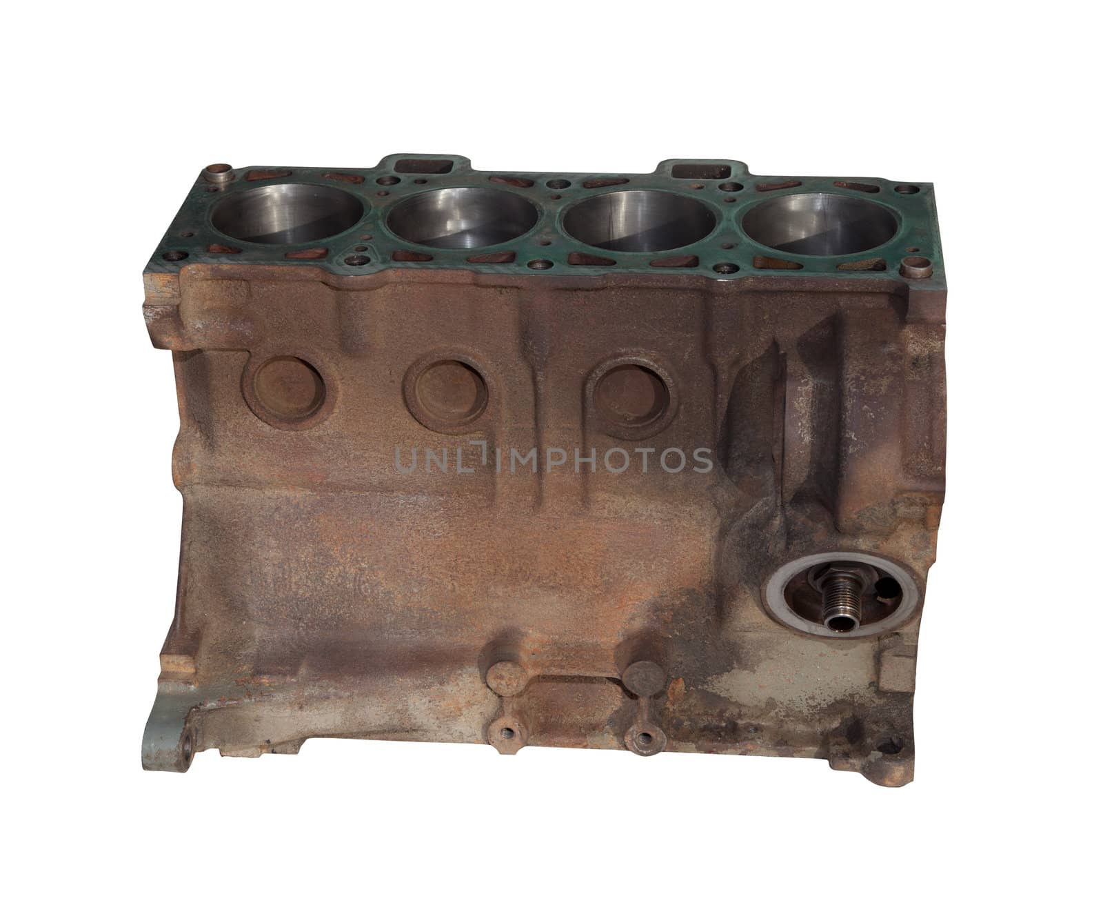 The cylinder head of the engine. Isolated on white background