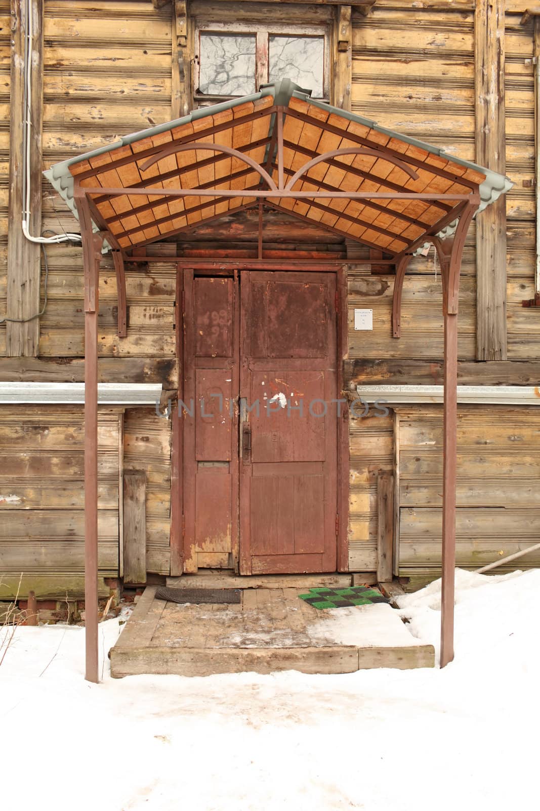 the old porch entrance wooden door 