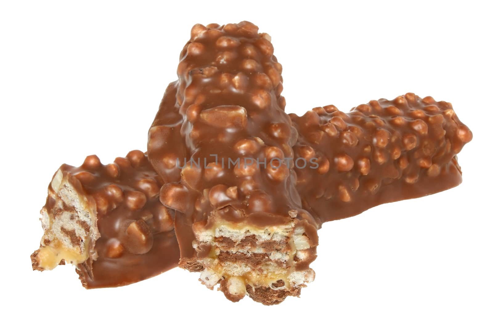 Bar chocolate on a white background.