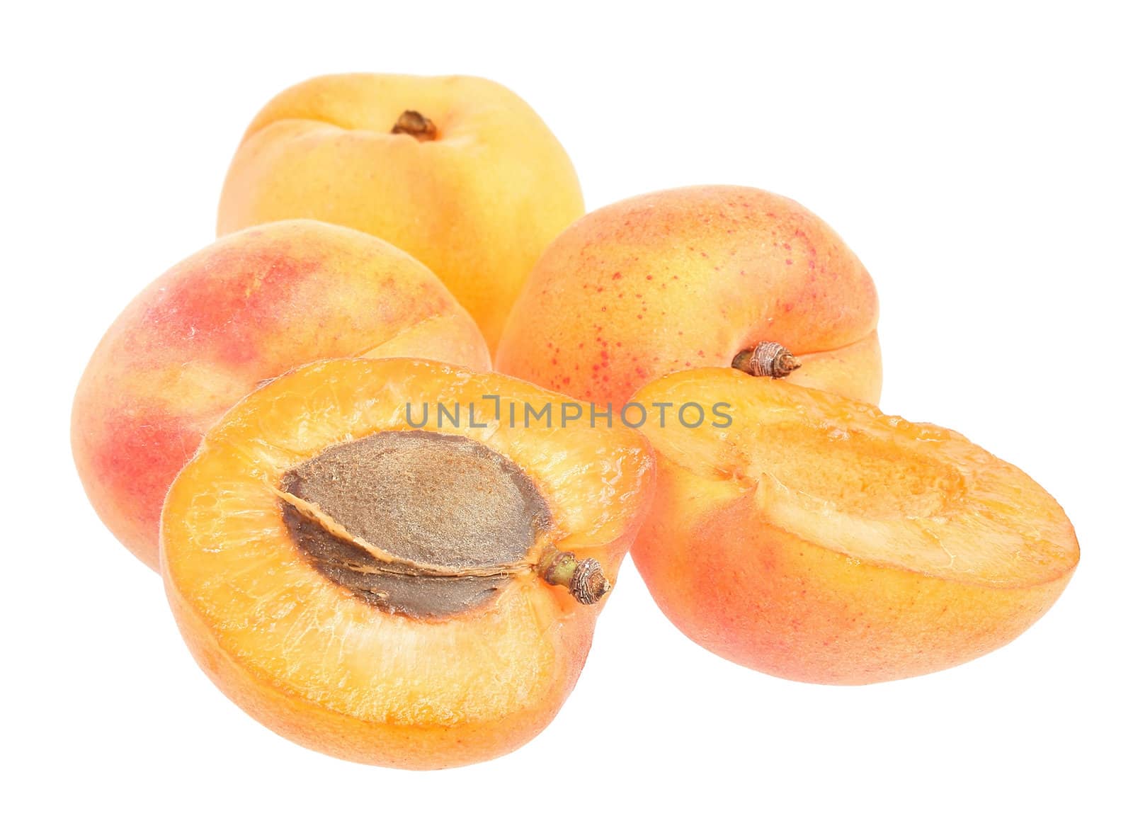 Apricots on a white background