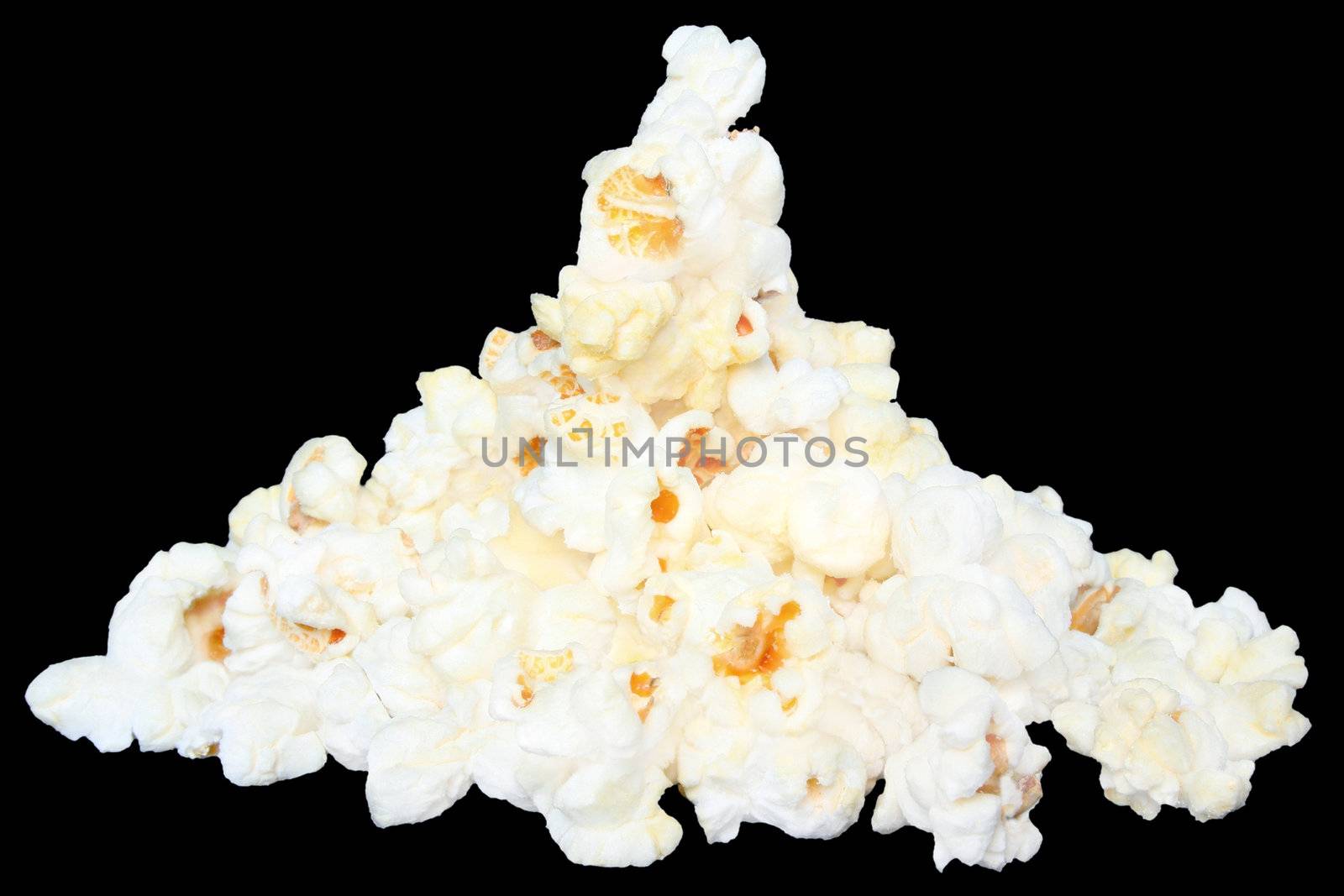 Popcorn on a black background.