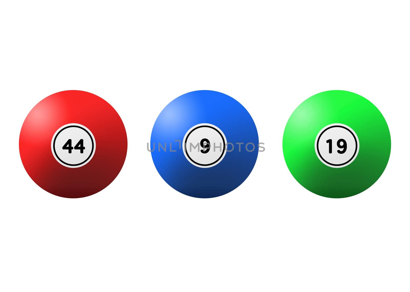 Lotto balls isolated against a white background