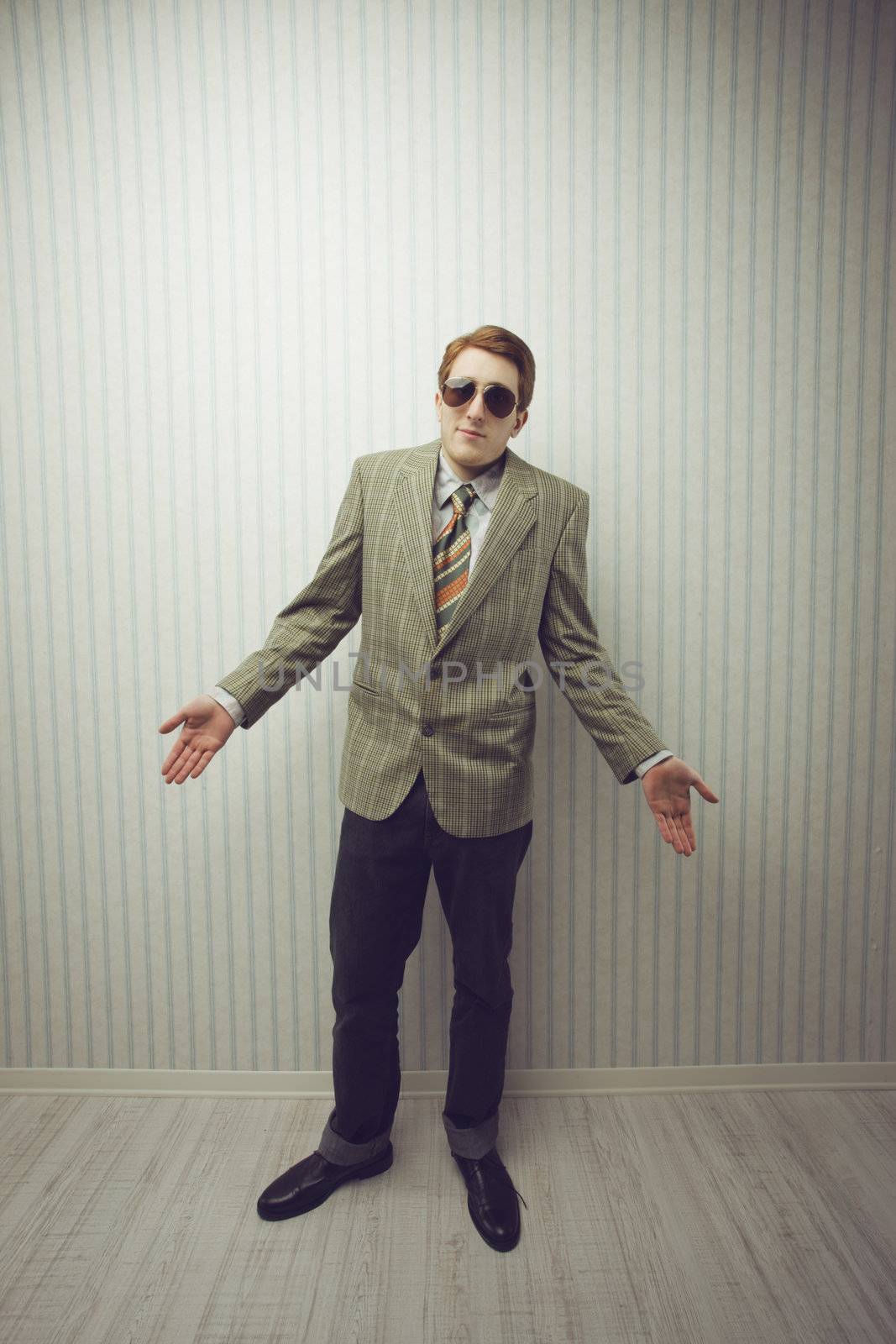 businessman old style, with open arms