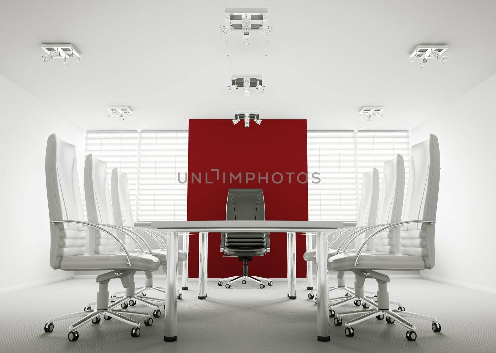 White red conference room interior 3d render